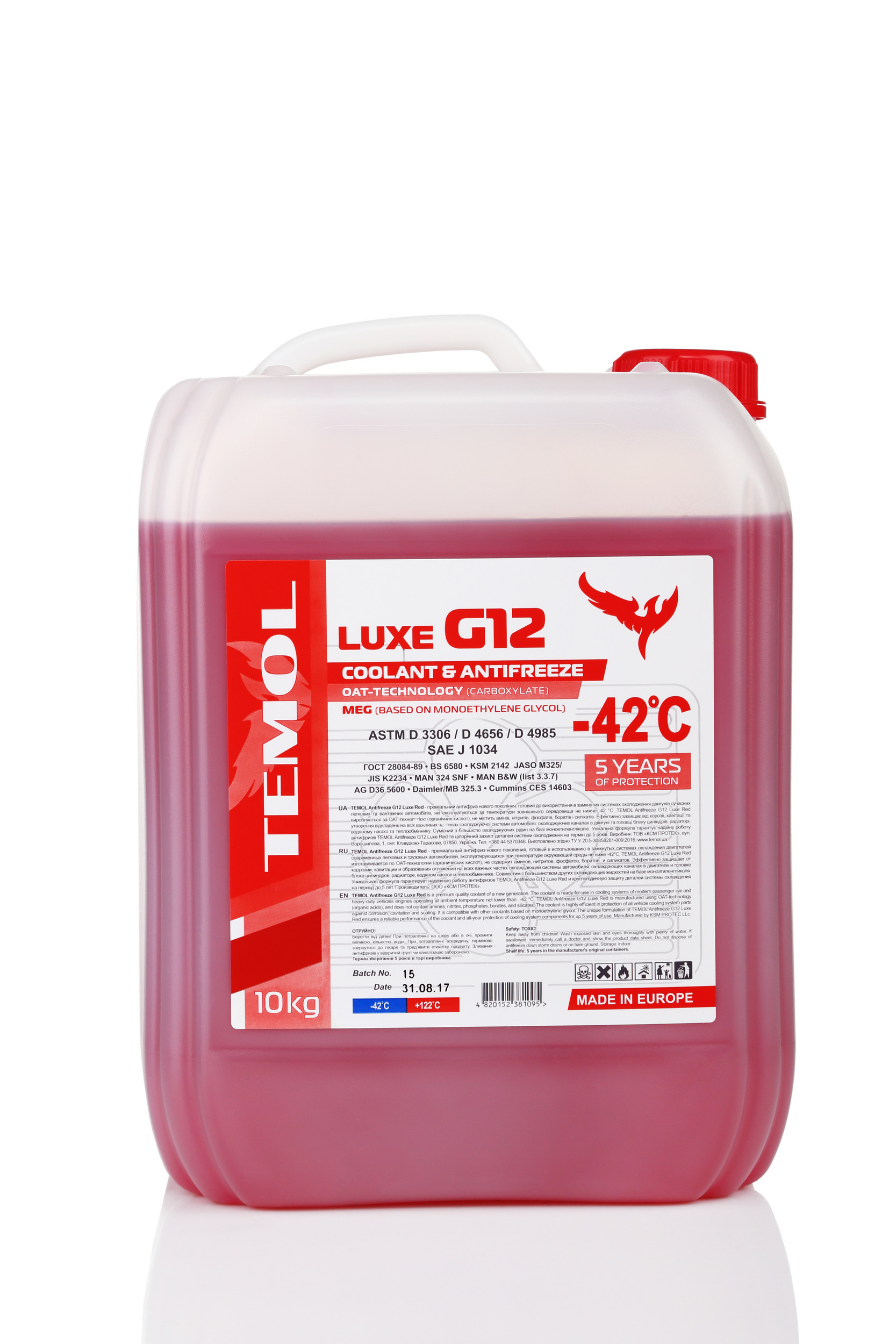 Антифриз TEMOL LUXE G12 RED